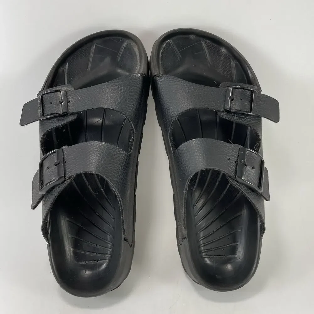 Birkis Birkenstock Womens Size 40, US Size 9-9.5 EVA Black Dual Strap Slides